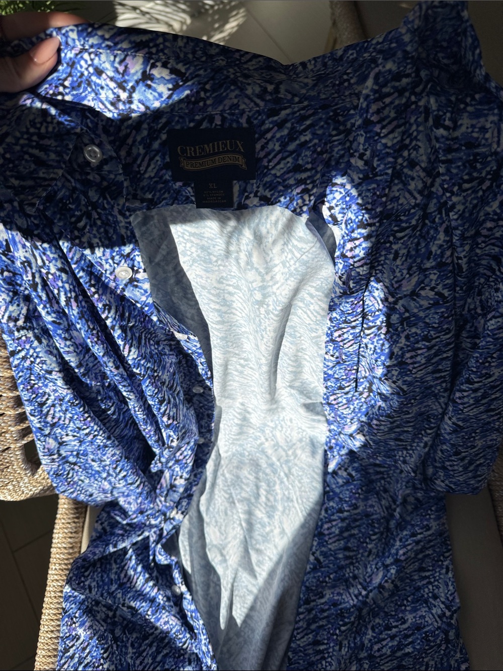 Daniel Cremieux Blue Patterned Casual Button-Down Shirt